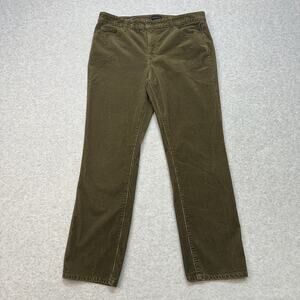 Talbot Pants WMNS 12P  Corduroy Straight Leg HighRise Olive Green Stretch Casual